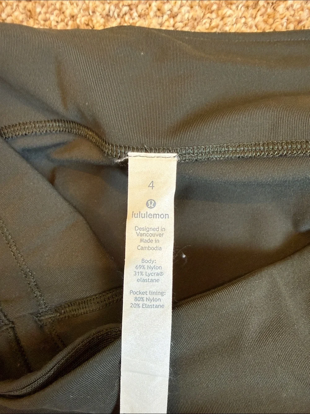 lululemon athletica olive green Performance Leggings with Side Pockets